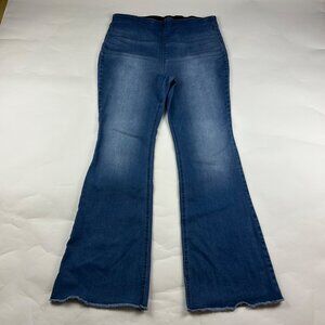 LONG Knox Rose Blue Stretch Denim High Rise Pull On Flared Jeans XL
